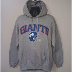 Vintage 90s New York Giants Men's Large NFL Hoodie Sweatshirt 1998 Gray Lee USA
